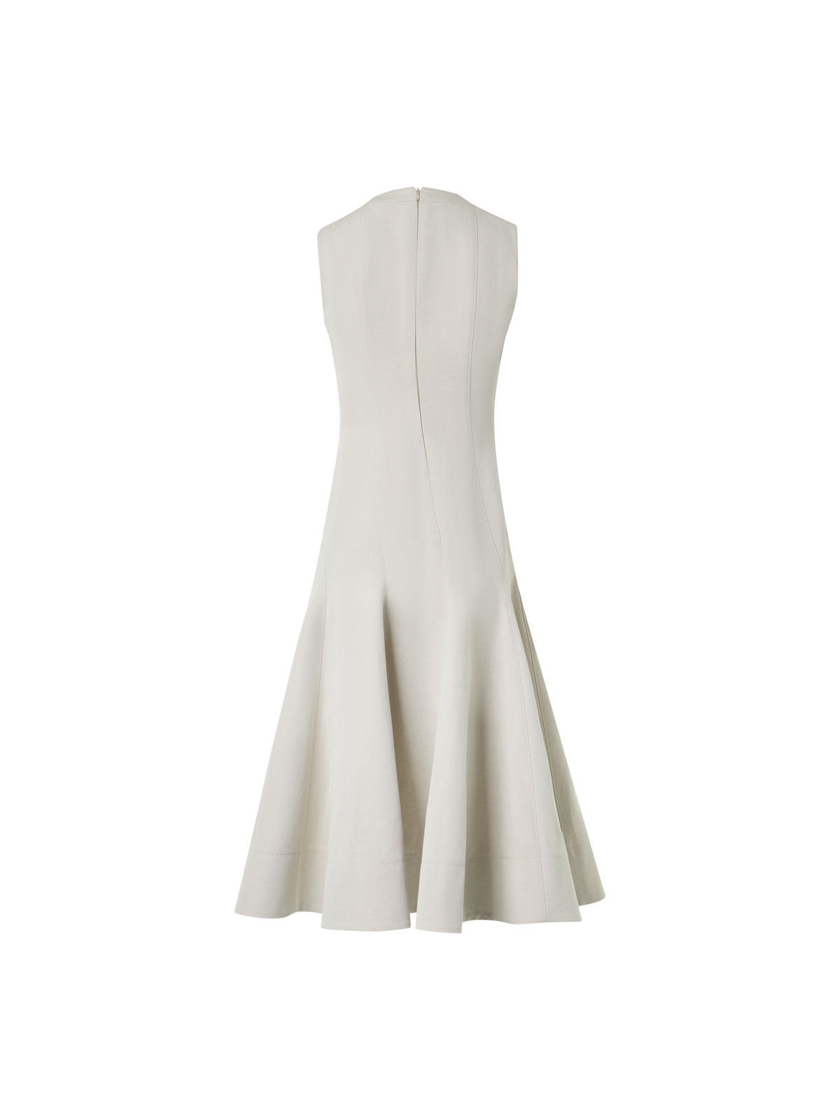 Designer Fit-and-Flare-Midikleid aus Gabardine aus Baumwollleinennal Dress in Cotton-Linen Gabardine - Grau