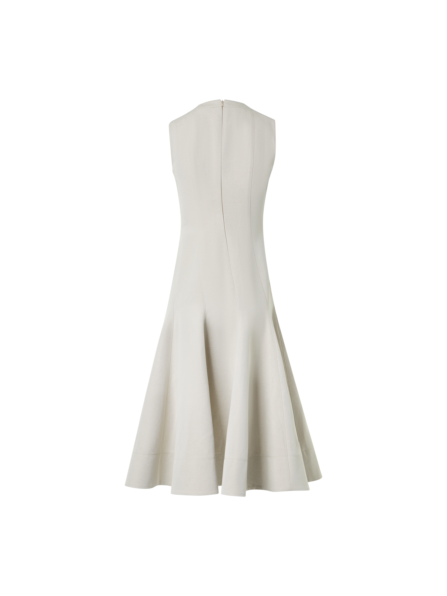 Designer Fit-and-Flare-Midikleid aus Gabardine aus Baumwollleinennal Dress in Cotton-Linen Gabardine - Grau