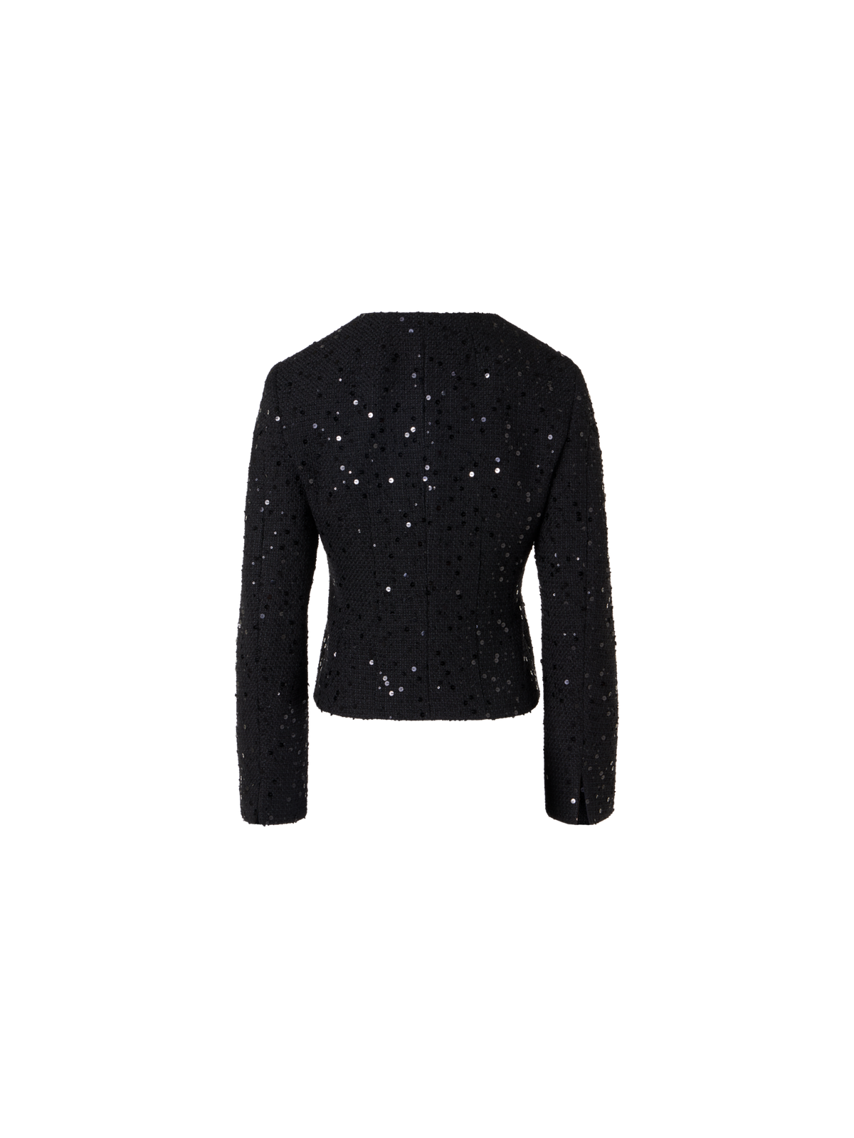 Designer Kelis Jacke aus Baumwoll-Wolle-Tweed mit Pailletten - Schwarz