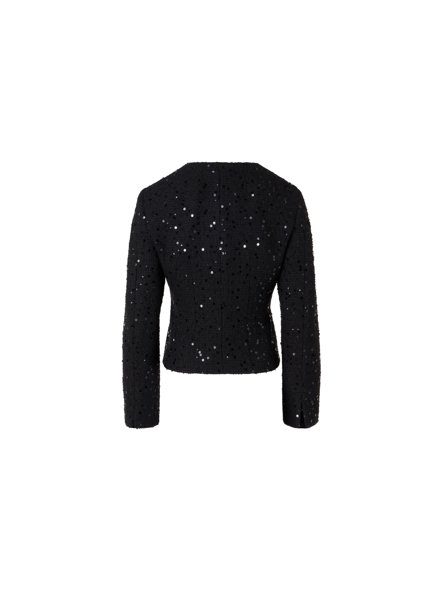 Designer Kelis Jacke aus Baumwoll-Wolle-Tweed mit Pailletten - Schwarz