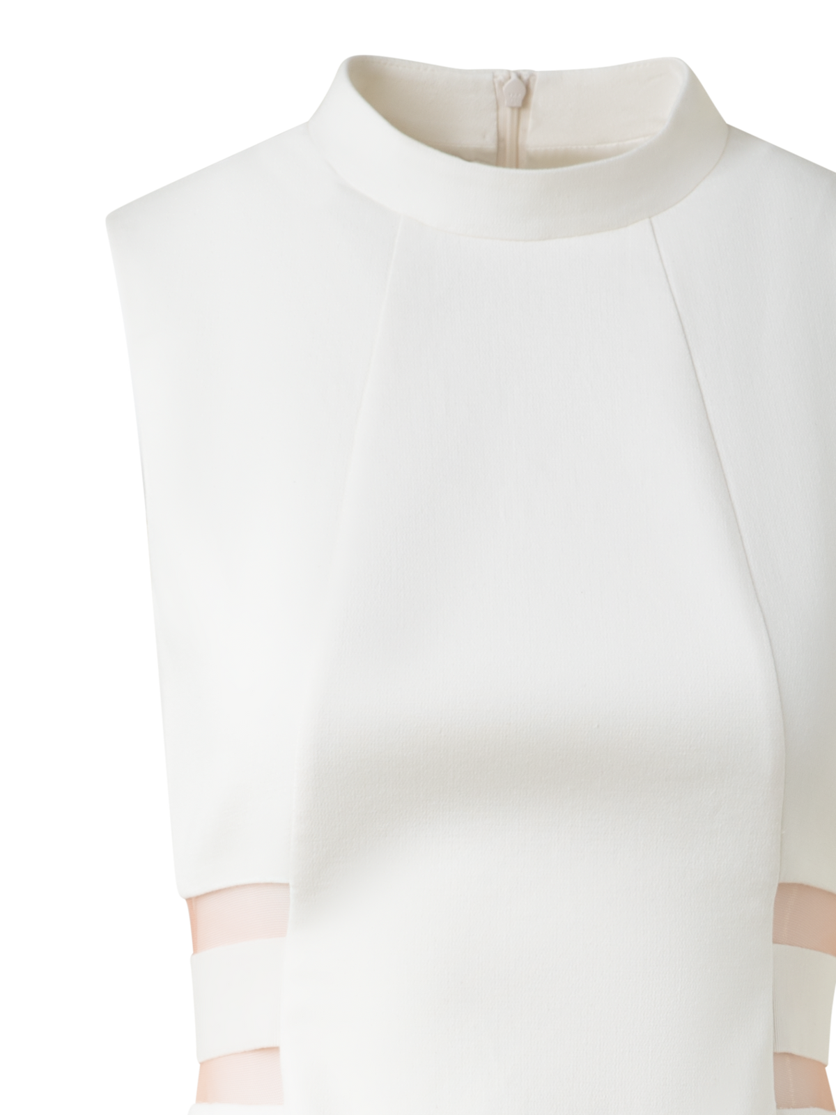 Designer Etuikleid aus Baumwollseide mit Ausschnitten - Ecru - Weiss