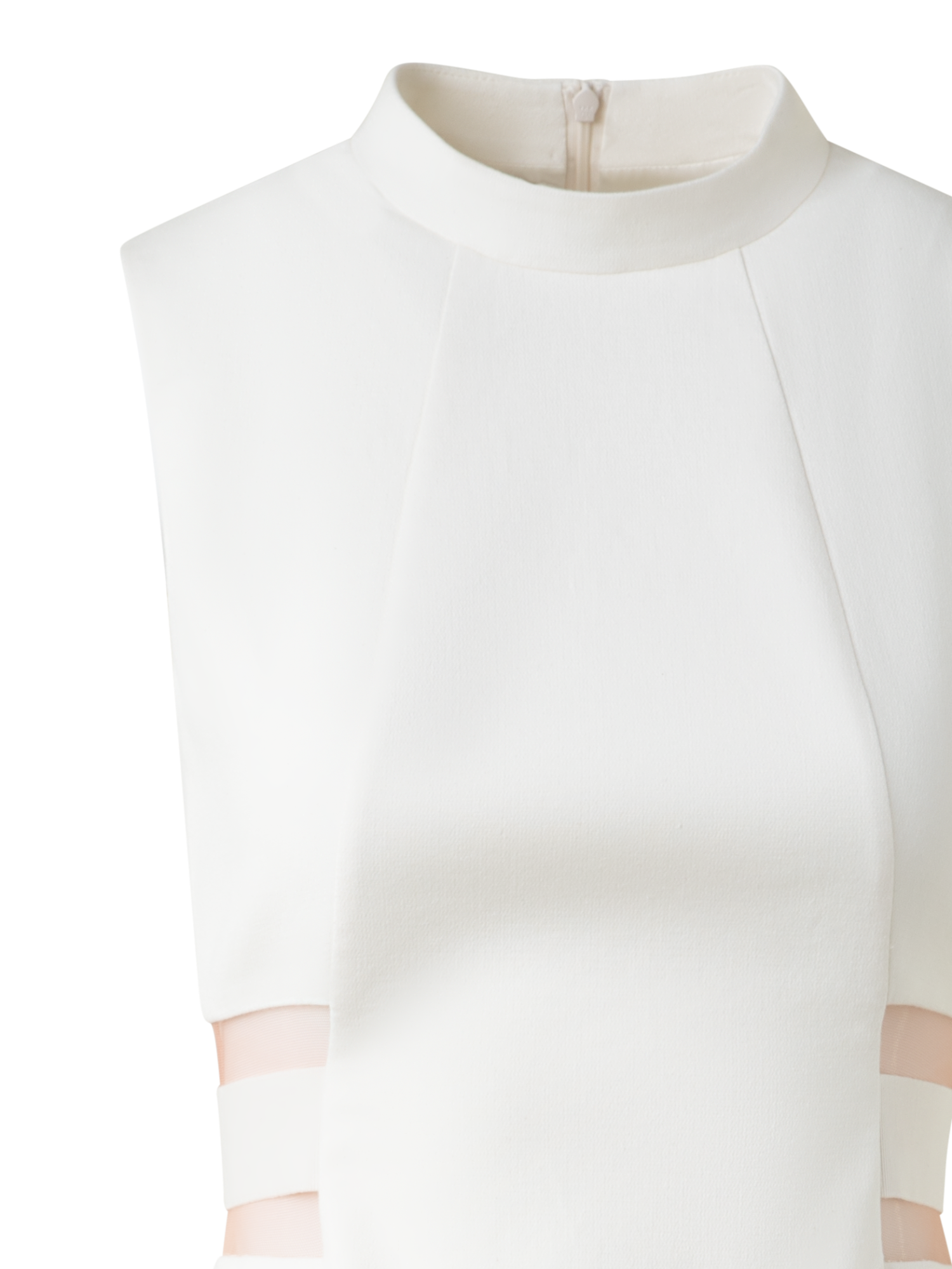 Designer Etuikleid aus Baumwollseide mit Ausschnitten - Ecru - Weiss