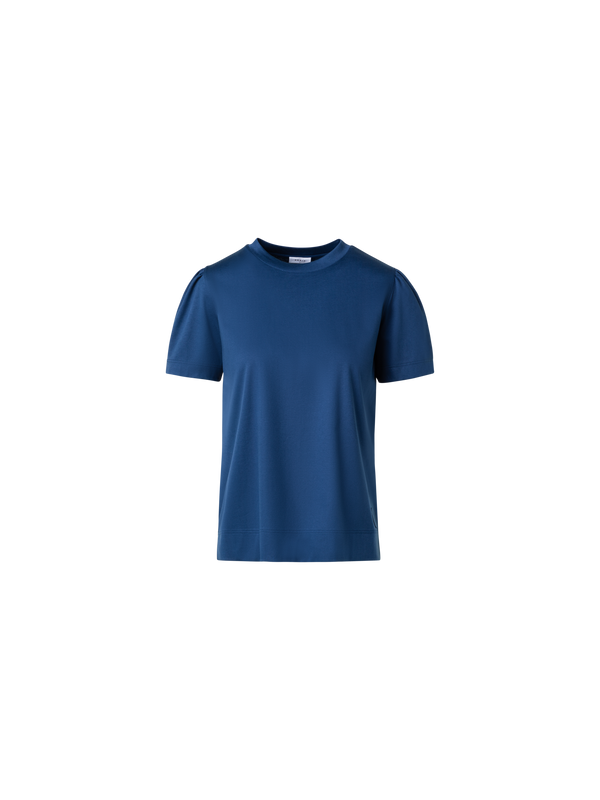 Designer T-Shirt mit Puffärmeln aus Baumwolljersey - Blau