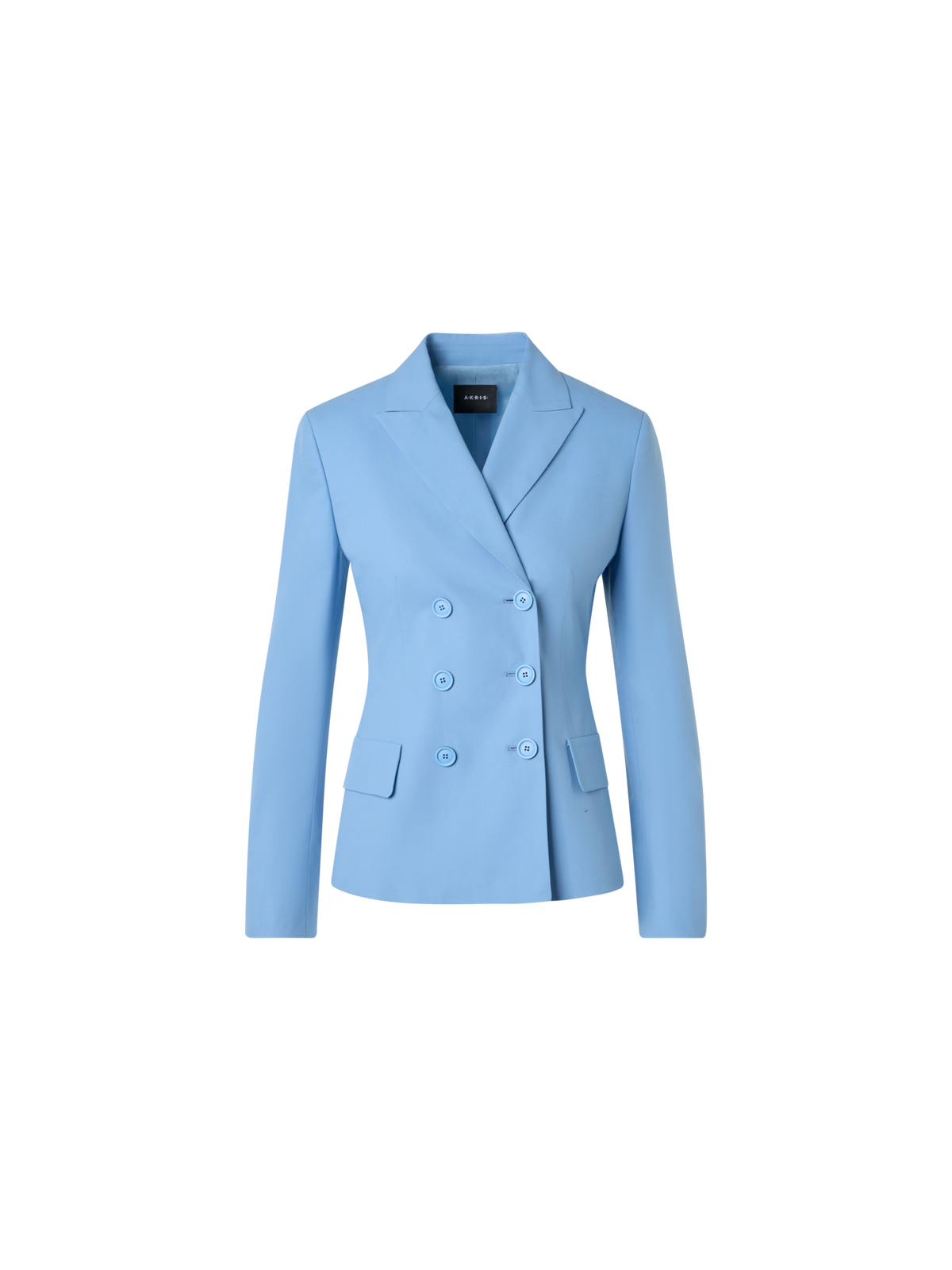 Designer Zweireihige Jacke aus Baumwoll-Stretch-Gabardine - Blau