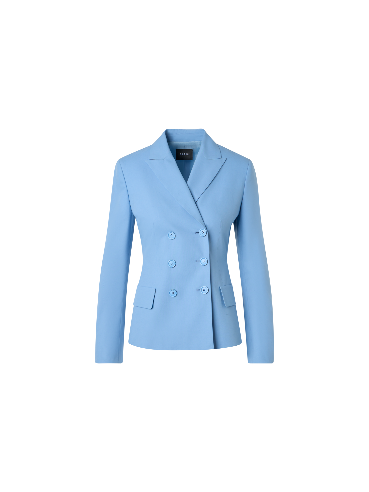 Designer Zweireihige Jacke aus Baumwoll-Stretch-Gabardine - Blau