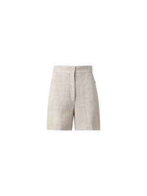 Designer Shorts aus naturbelassenem Leinen - Beige