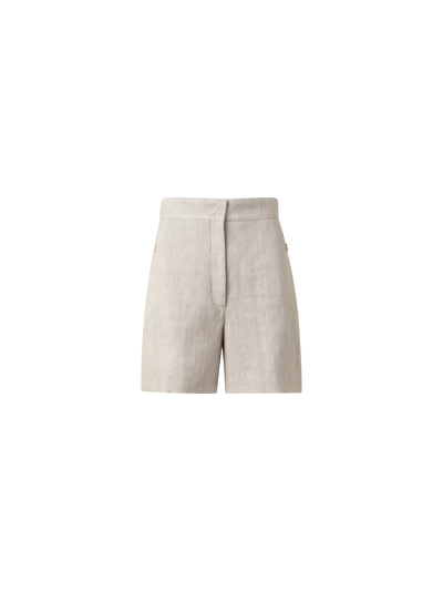 Designer Shorts aus naturbelassenem Leinen - Beige