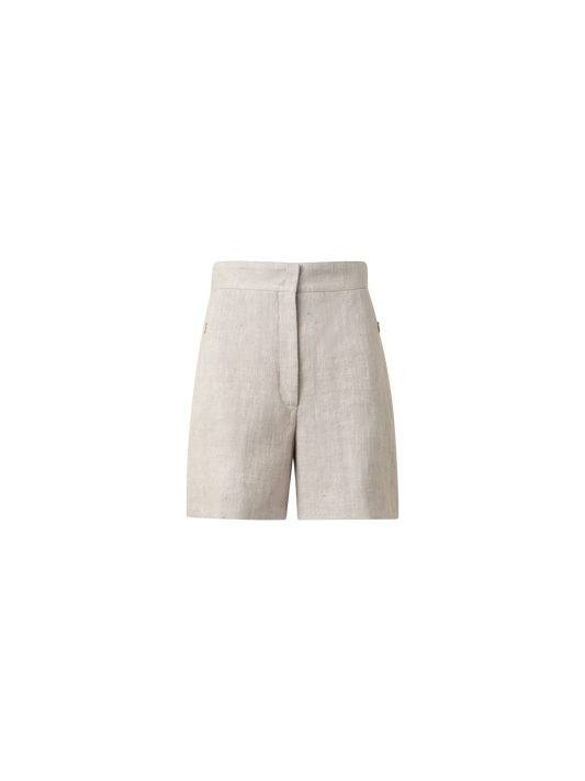 Designer Shorts aus naturbelassenem Leinen - Beige