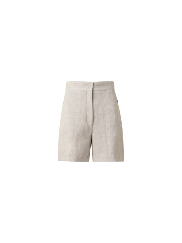 Designer Shorts aus naturbelassenem Leinen - Beige