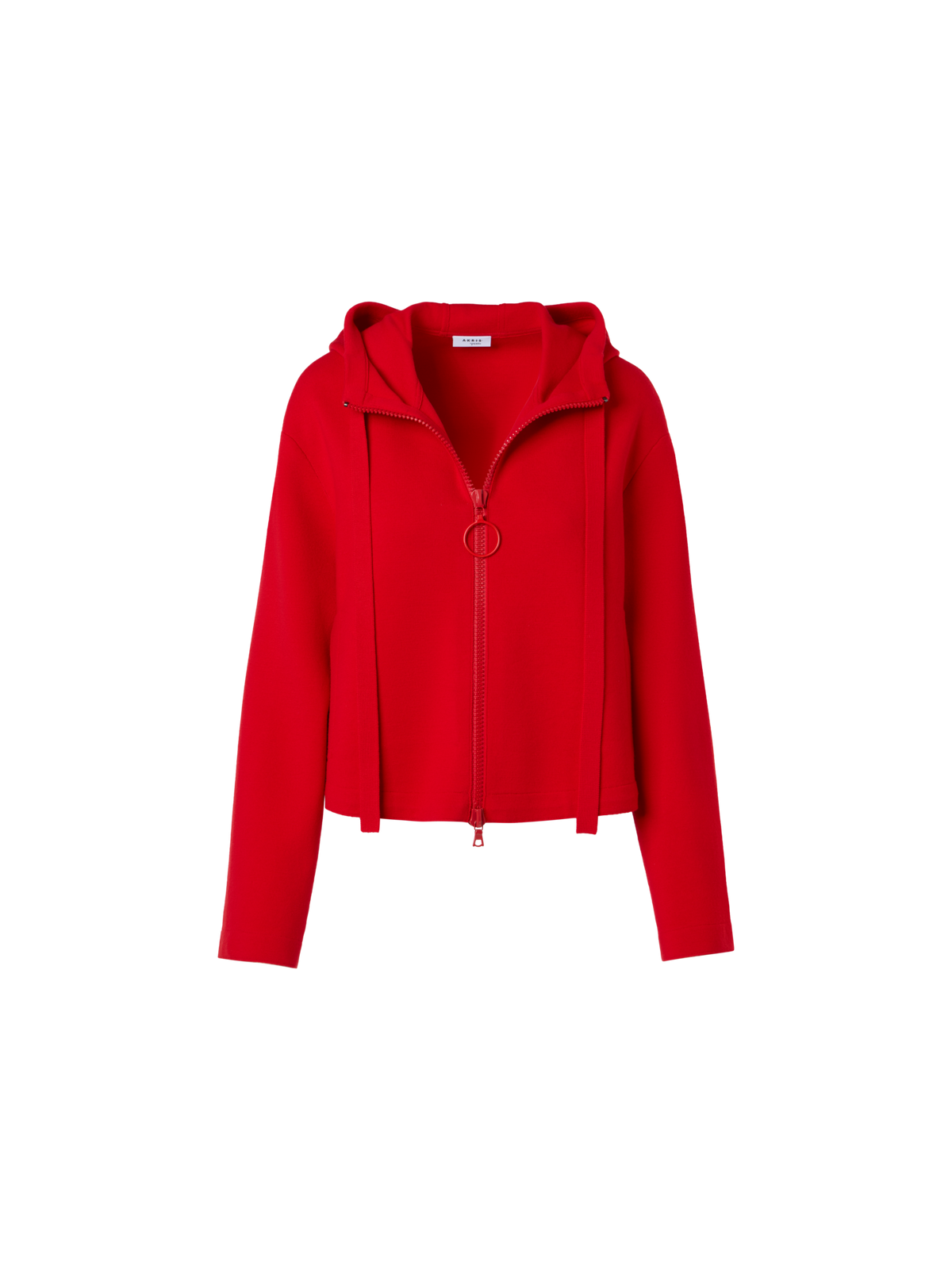 Designer Kurze Kapuzenjacke aus Milano-Strick - Rot