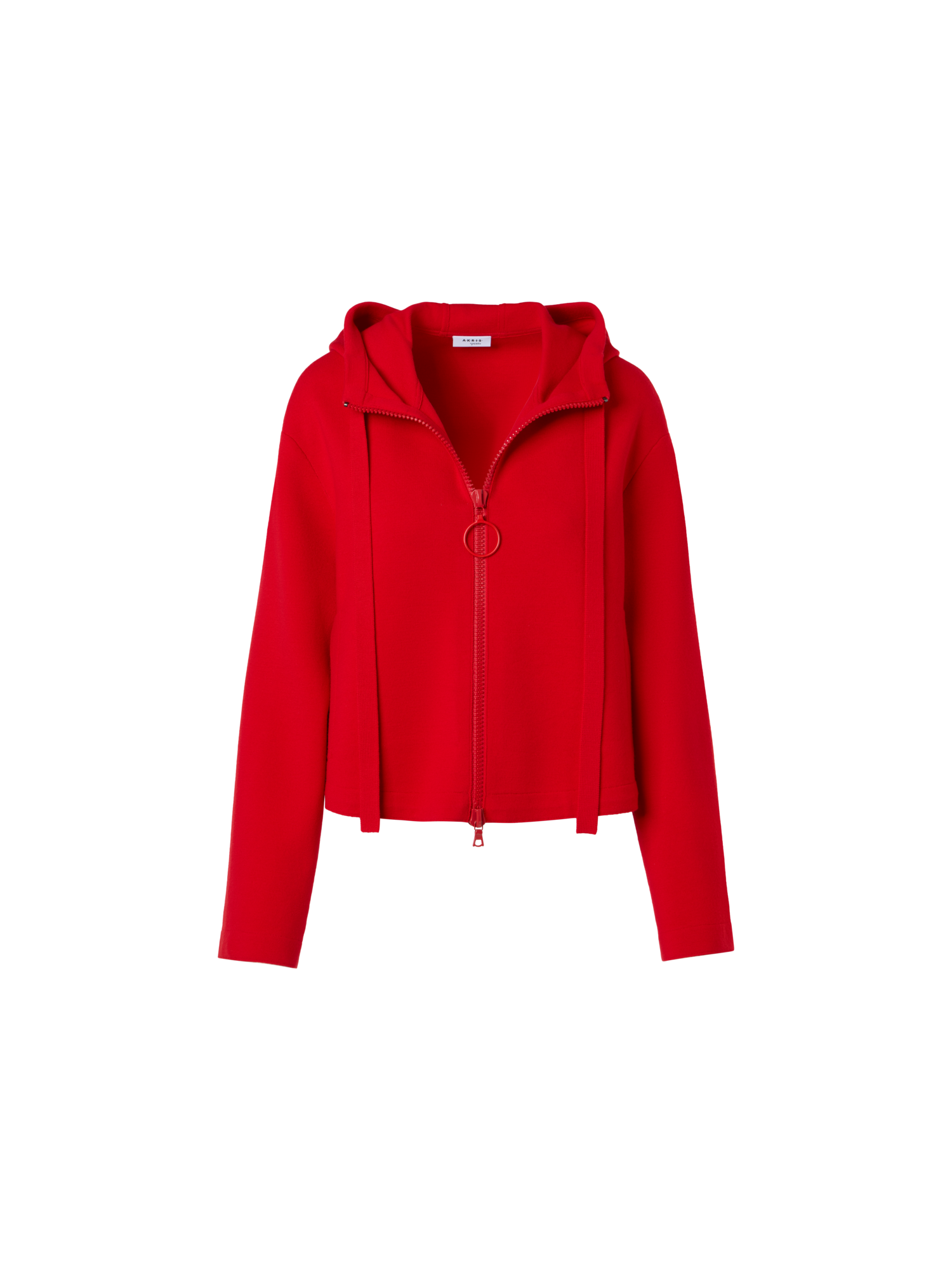 Designer Kurze Kapuzenjacke aus Milano-Strick - Rot