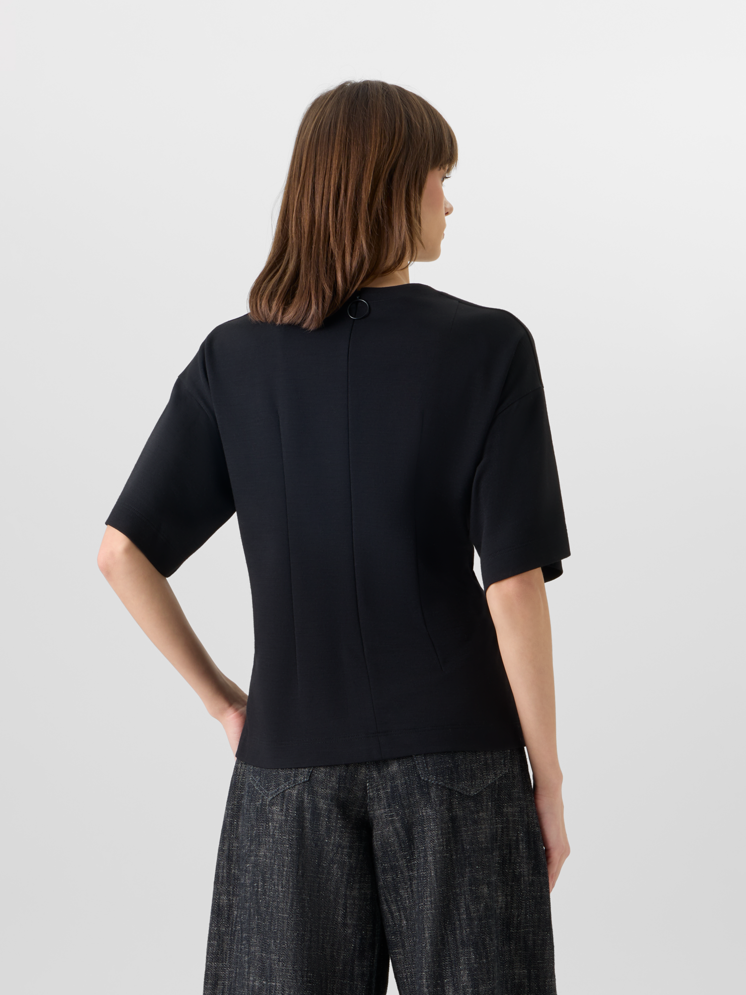 Designer Kurzärmeliges T-Shirt mit Punto Dot Applikation - Schwarz 