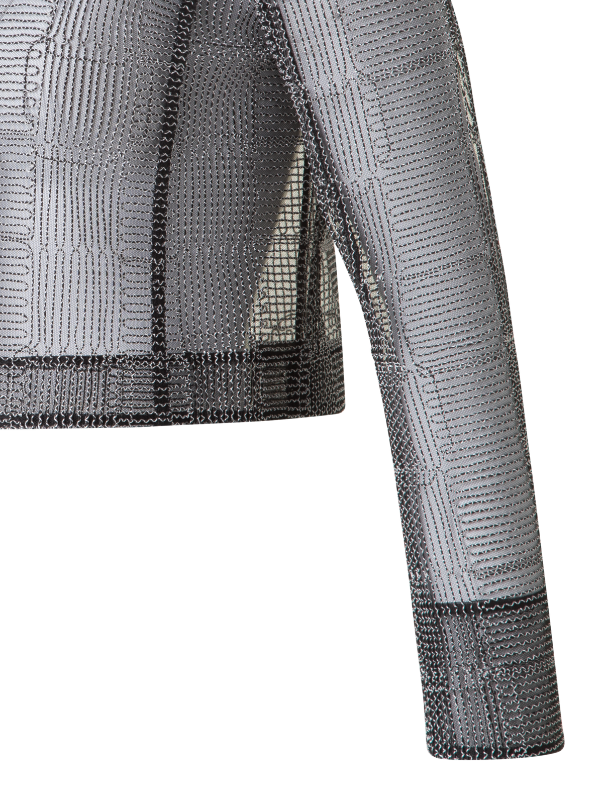 Designer Kurze Jacke mit quadratischer Tüll-Stickerei - Schwarz