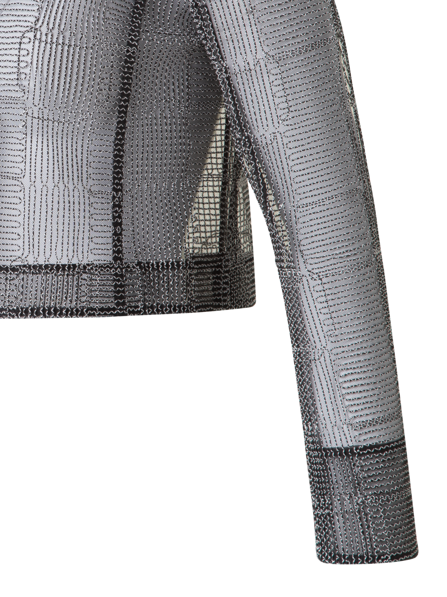 Designer Kurze Jacke mit quadratischer Tüll-Stickerei - Schwarz