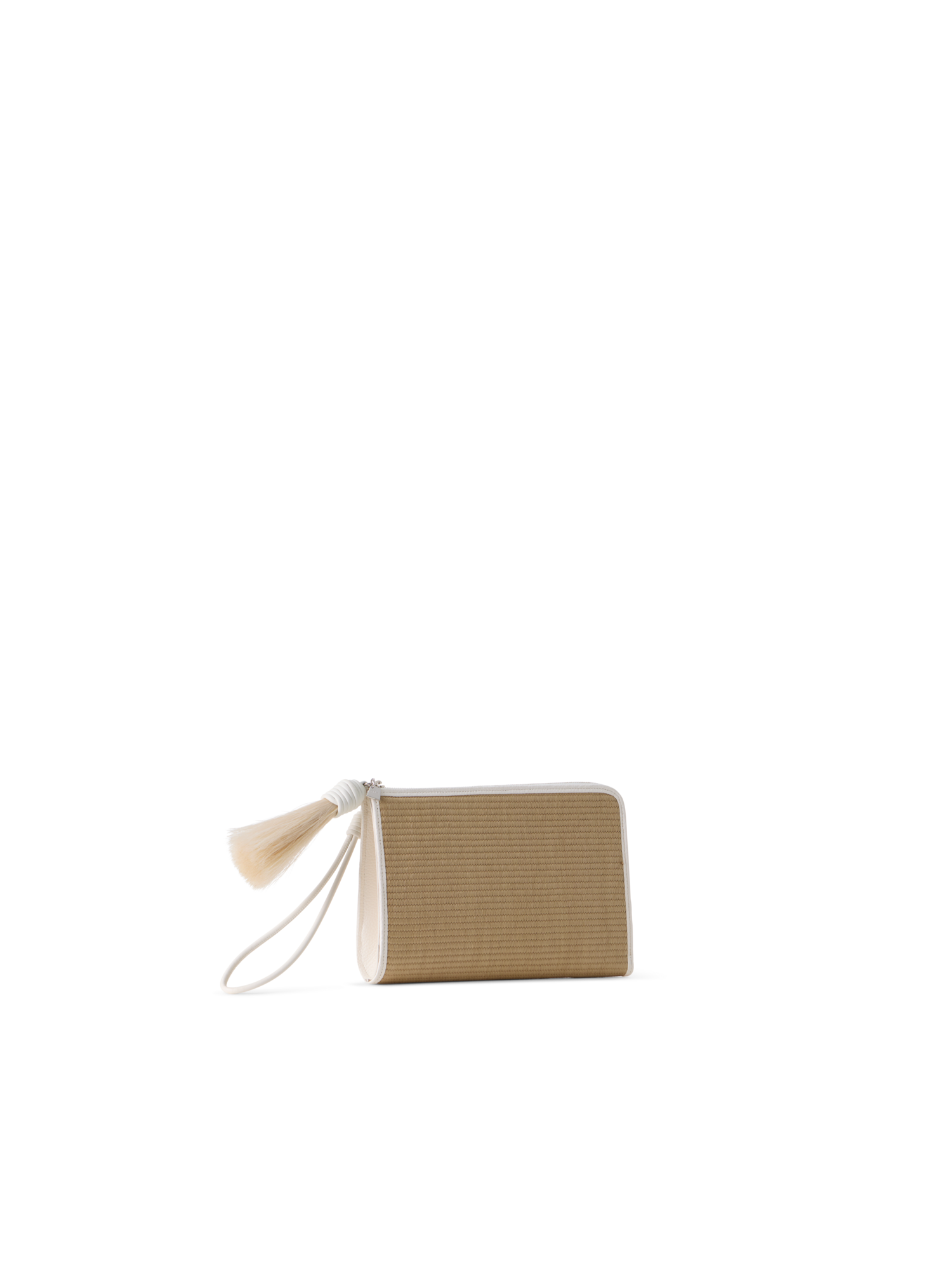 Designer Alexa Tassle Pouch - Beige