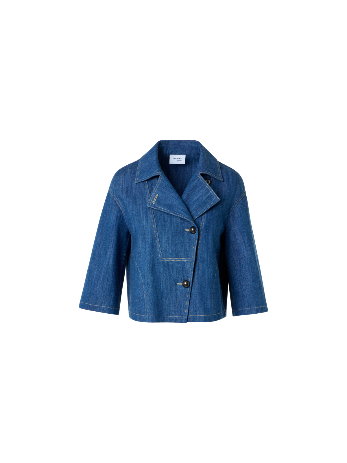 Designer Asymmetrische kastige Cropped-Denim-Jacke - Blau