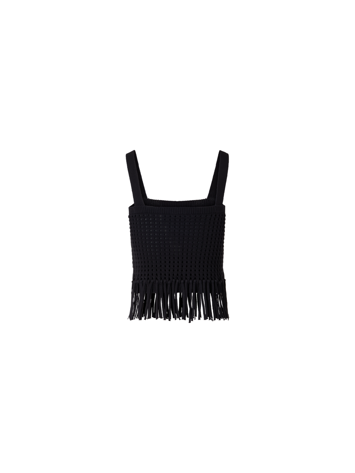 Designer Kurzes Stricktop aus grobem Baumwoll-Mesh - Schwarz