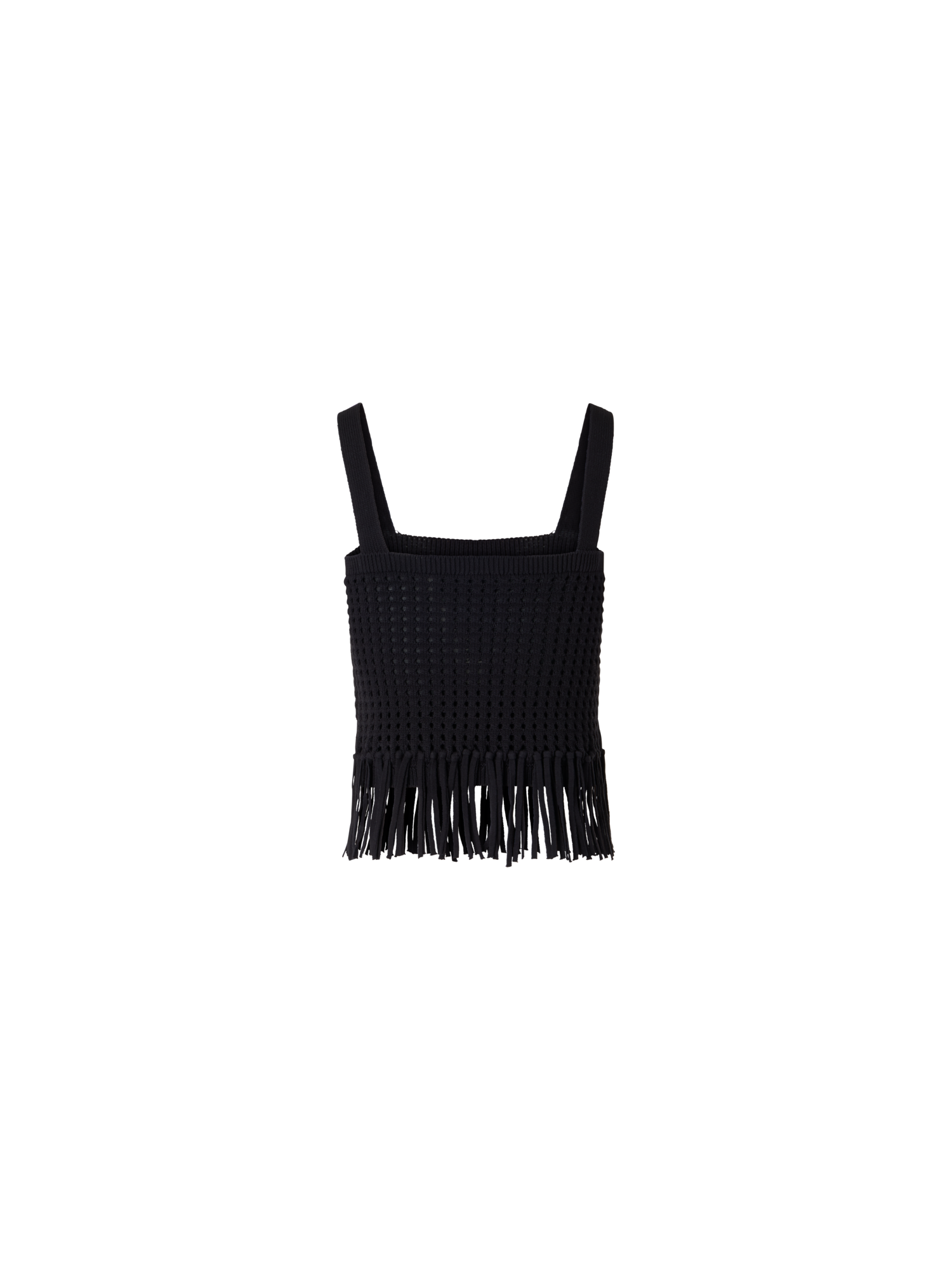 Designer Kurzes Stricktop aus grobem Baumwoll-Mesh - Schwarz