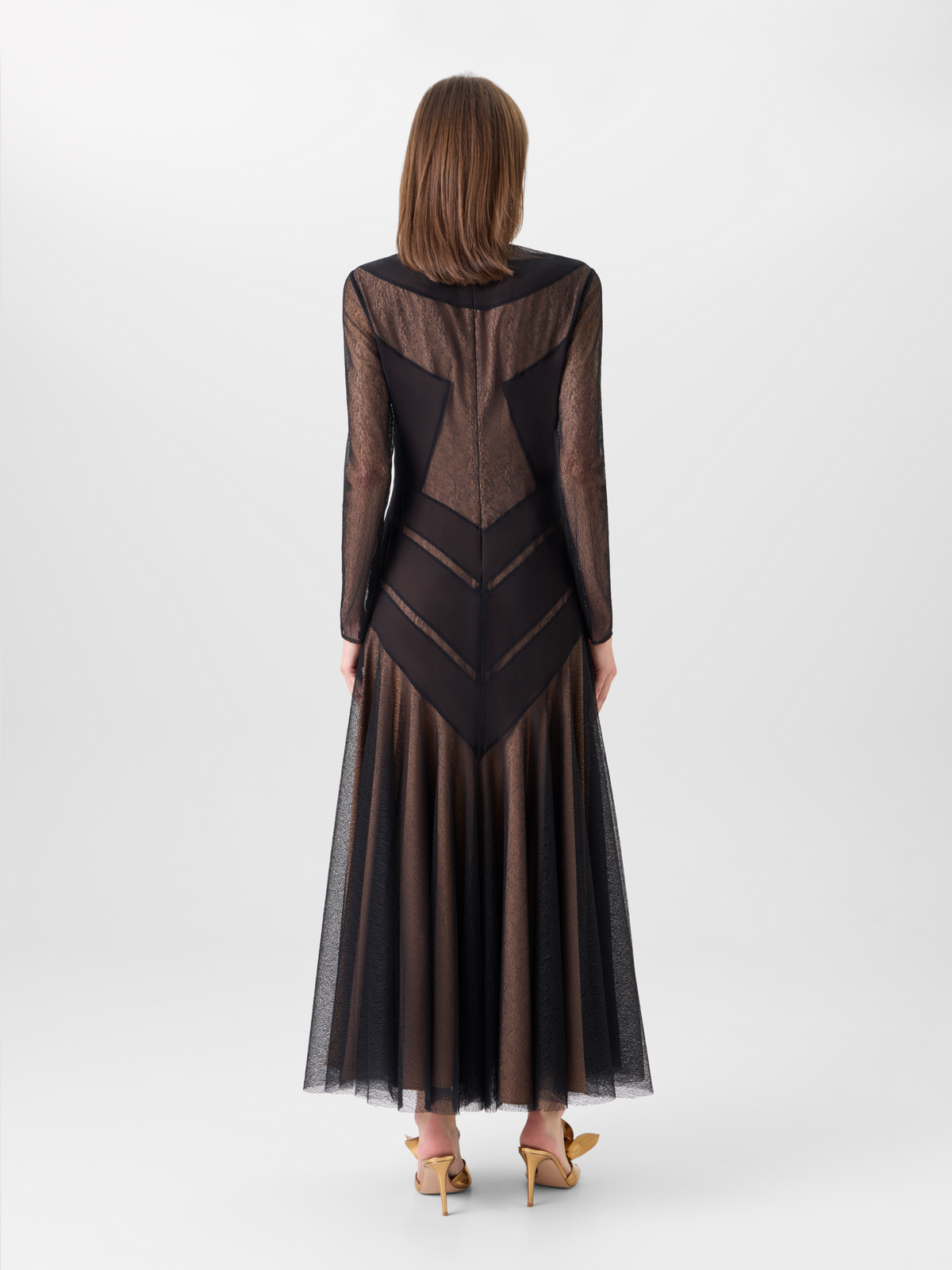 Designer Robe aus besticktem Tüll - Schwarz 