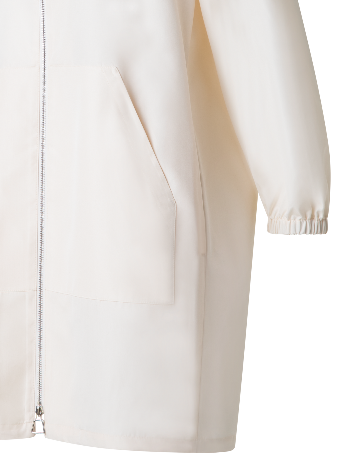 Designer Seiden-Taft-Parka mit Kapuze - Ecru - Weiss