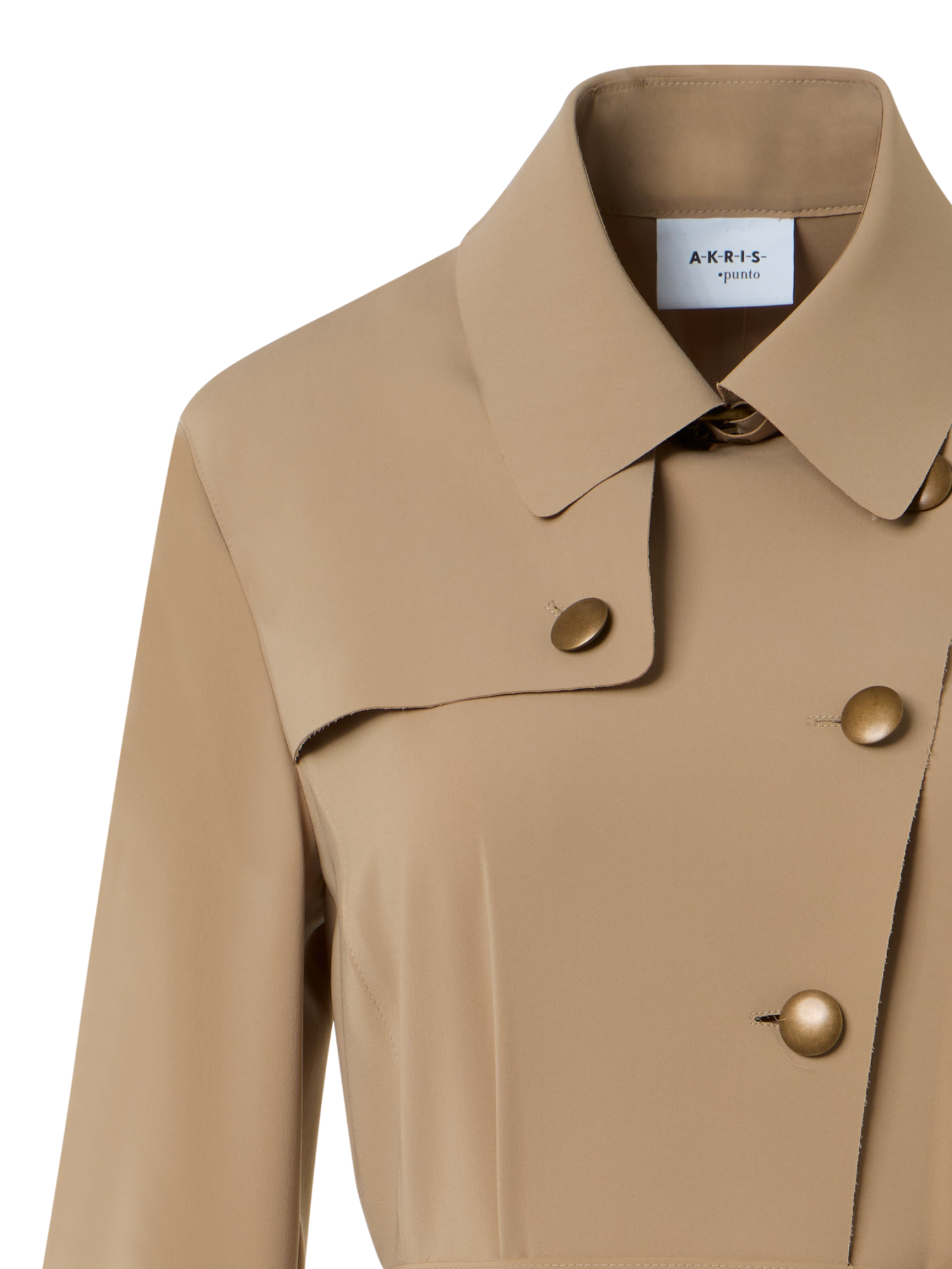 Designer Laser-Cut Trenchcoat aus Crêpe - Beige
