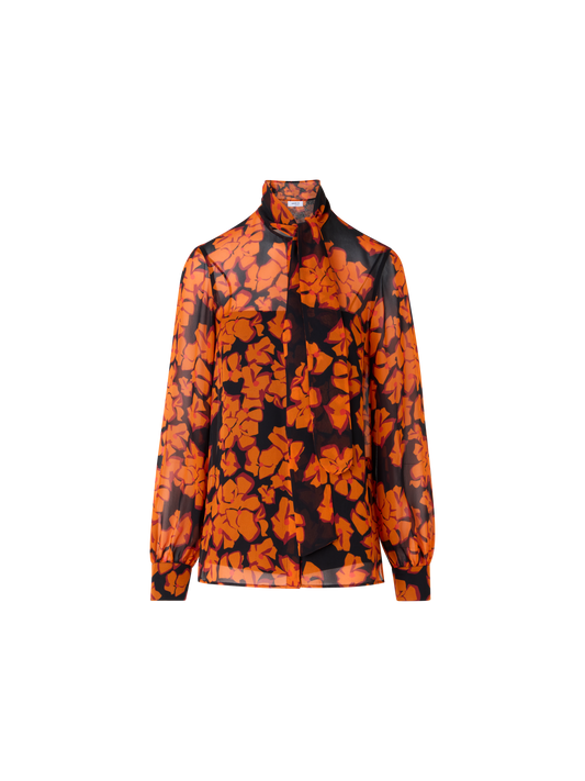 Designer Langärmelige Bluse mit Papercut Flower Print - Bunt
