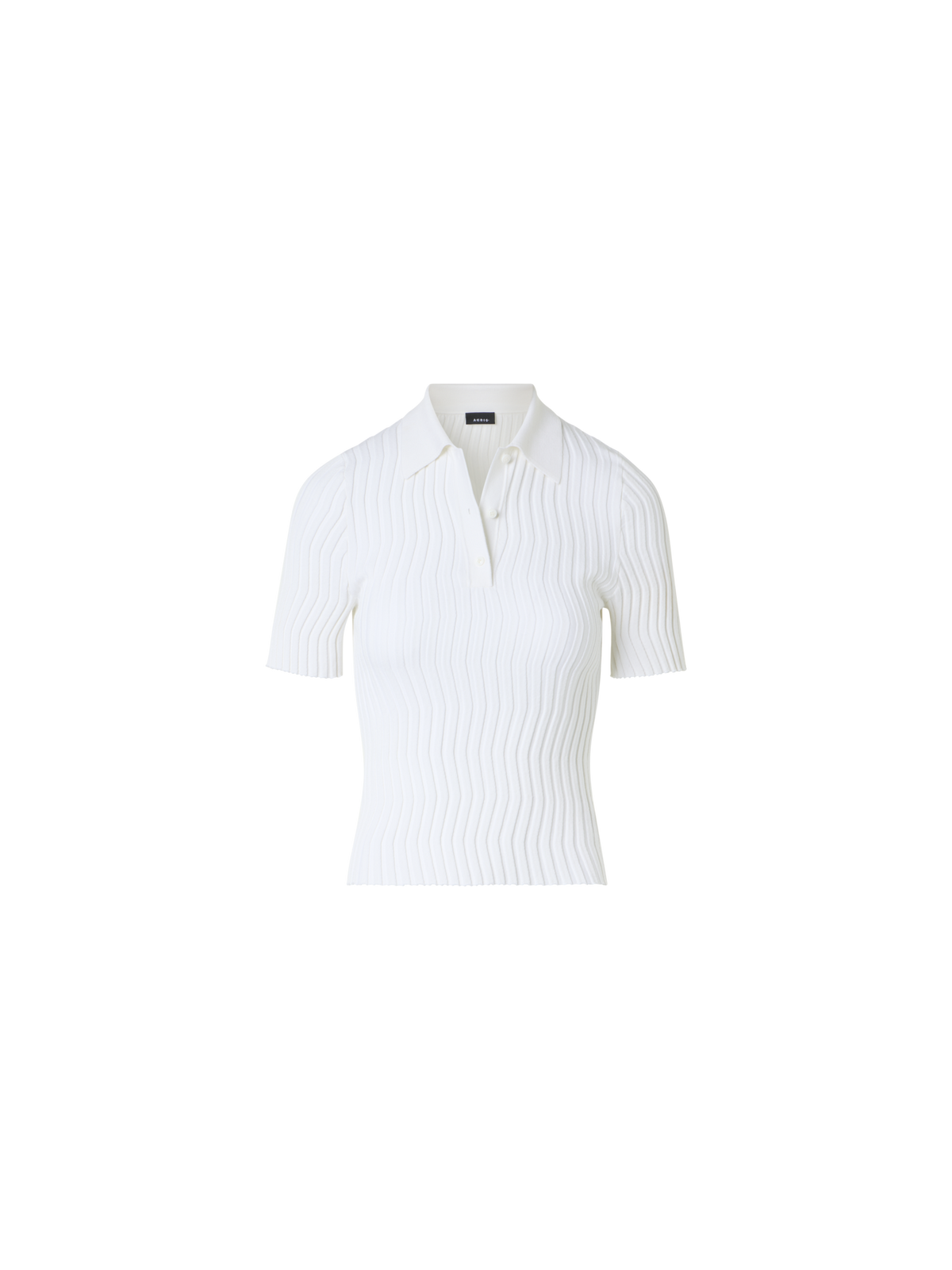 Designer Tailliertes Strick-Polo aus Stretch-Baumwollseide - Ecru