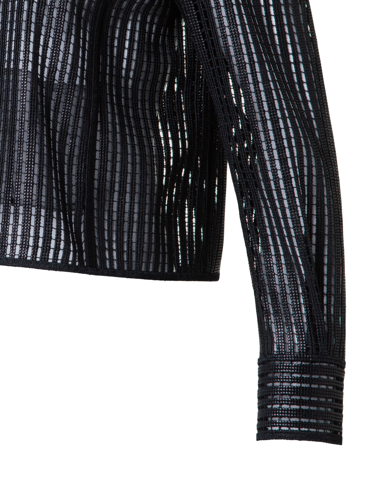 Designer Jacke in Streifen Stickerei - Schwarz