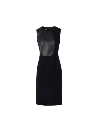 Designer Ärmelloses Etuikleid aus Wollkrepp-Doubleface - Schwarz