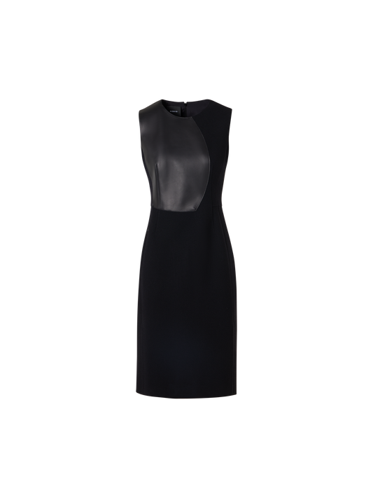 Designer Ärmelloses Etuikleid aus Wollkrepp-Doubleface - Schwarz