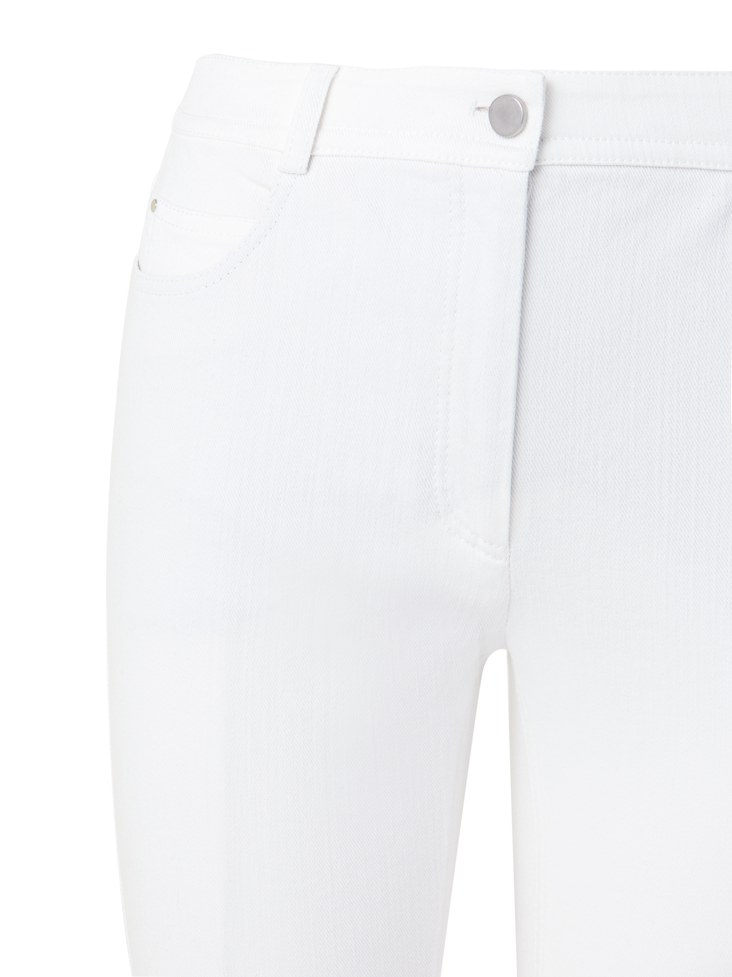 Designer Cropped Gerade Hose aus Stretch Baumwoll-Denim - Ecru - Weiss