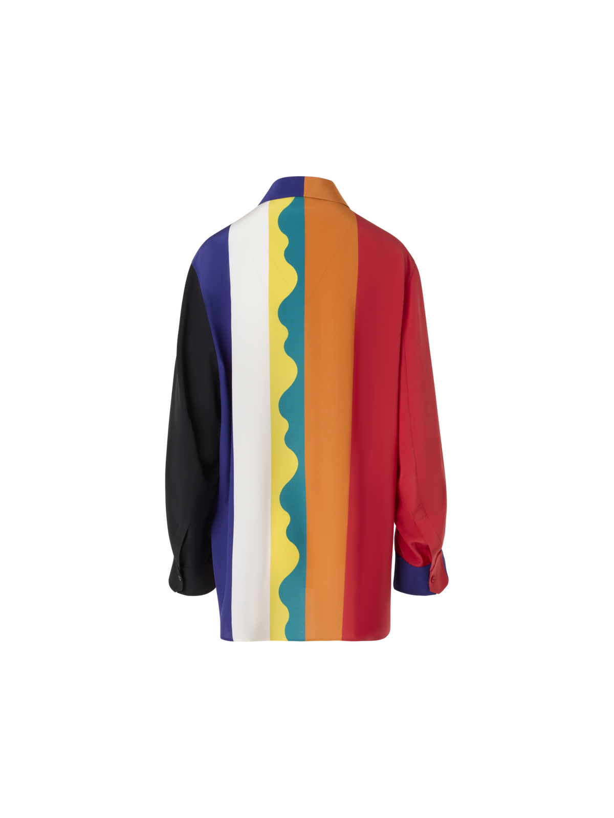 Designer Oversize-Seidenbluse mit Paravent-Druck - Bunt
