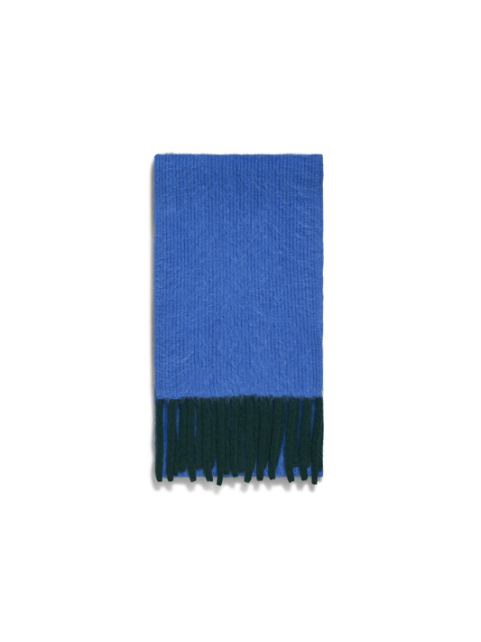 Designer Zweifarbiger Cloud-Kaschmirschal mit Fransen - Blau