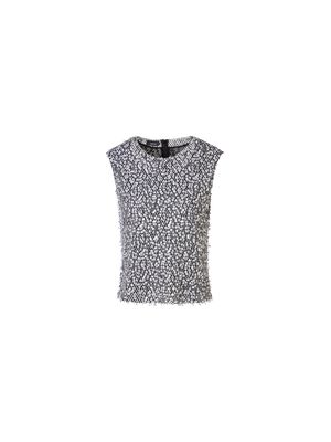 Designer Ärmellose Bluse mit Echo-Pailletten auf Netzstickerei - Bunt - Schwarz