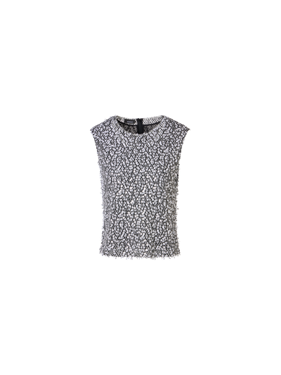 Designer Ärmellose Bluse mit Echo-Pailletten auf Netzstickerei - Bunt - Schwarz