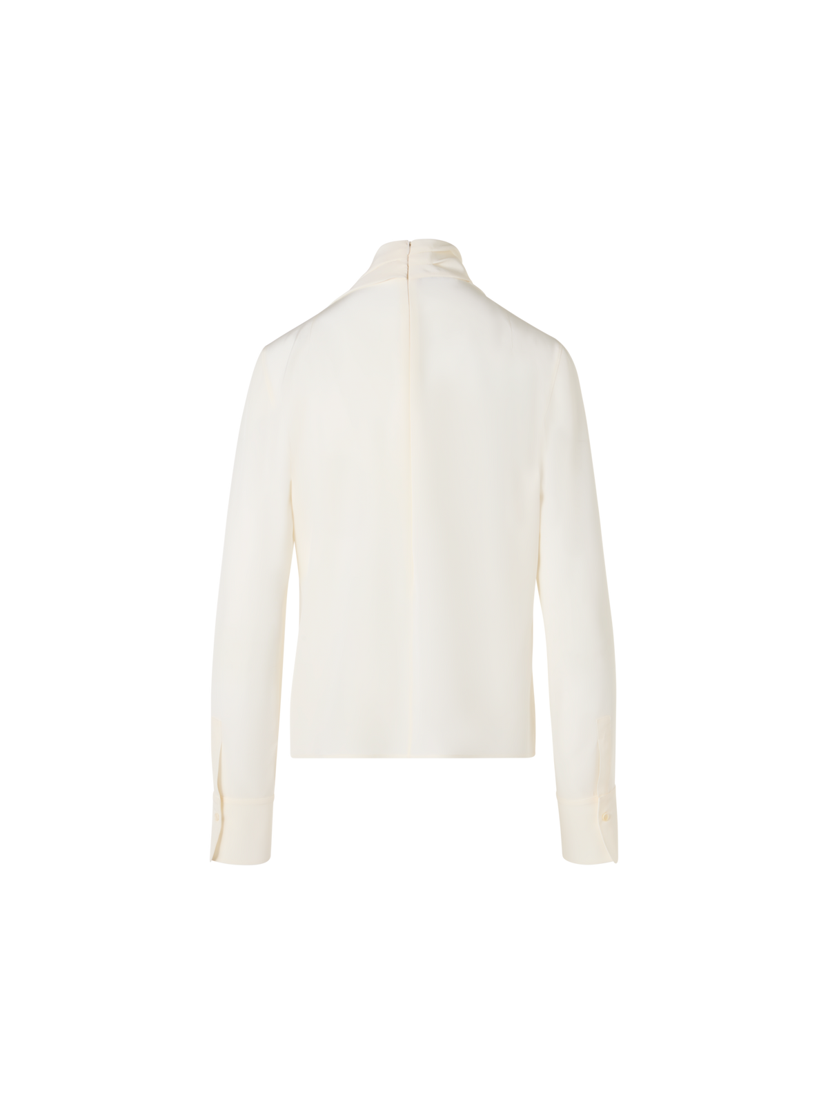 Designer Seidenbluse mit Schal-Drapierung - Ecru