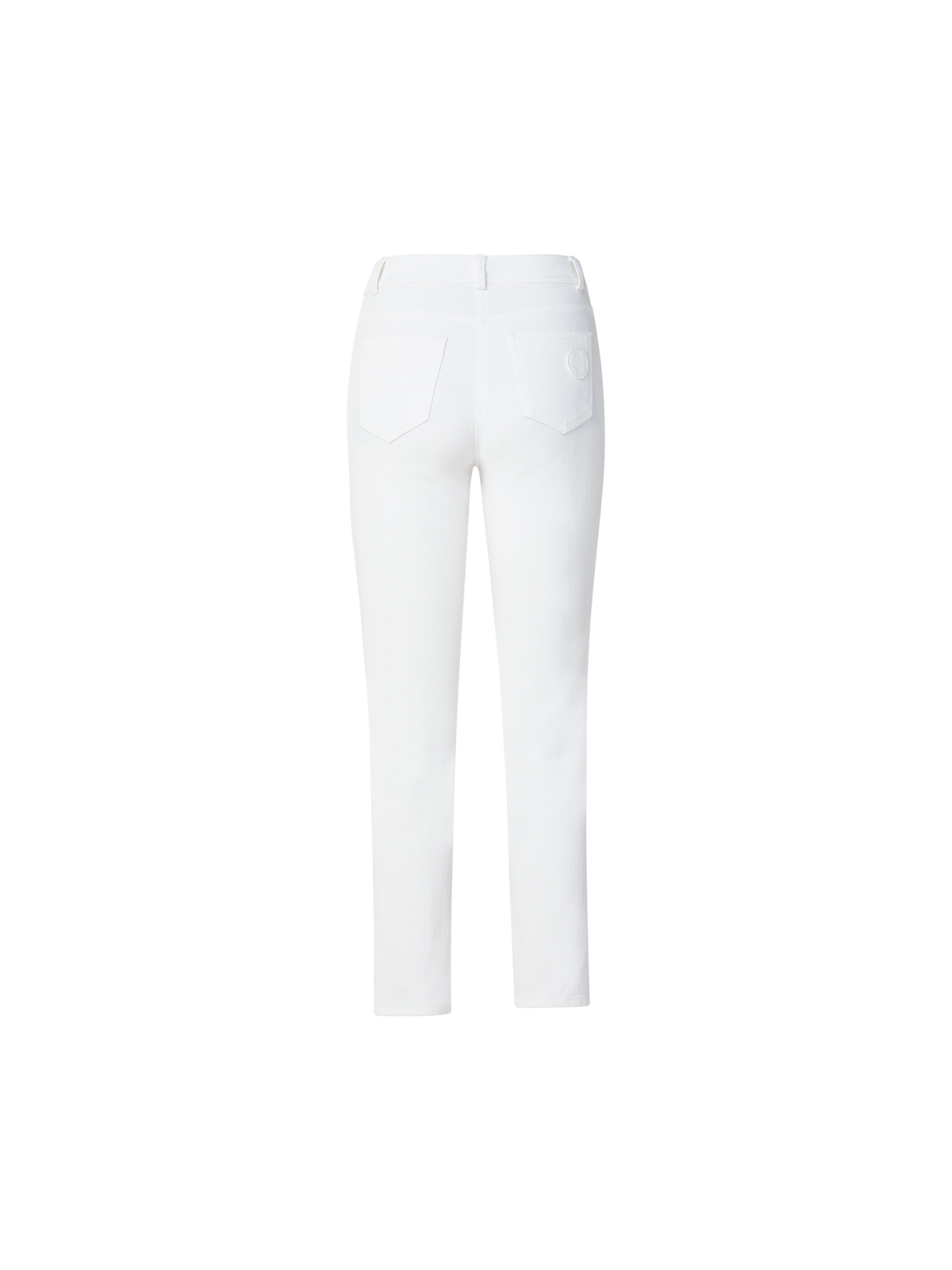 Designer Cropped Gerade Hose aus Stretch Baumwoll-Denim - Ecru - Weiss