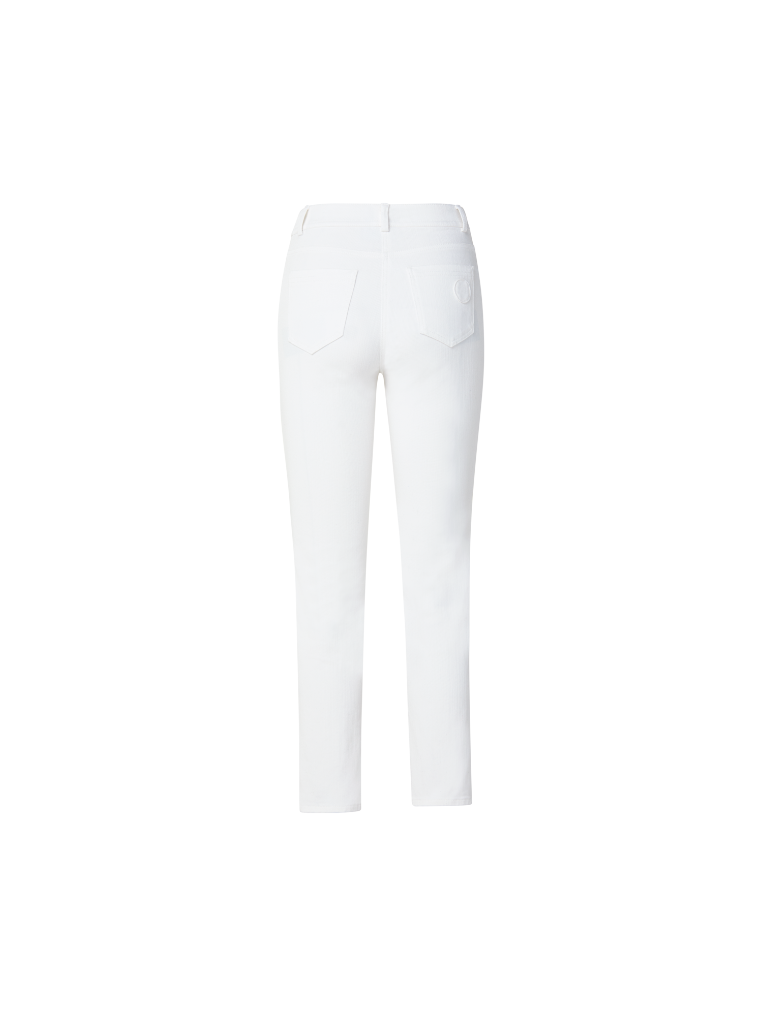 Designer Cropped Gerade Hose aus Stretch Baumwoll-Denim - Ecru - Weiss