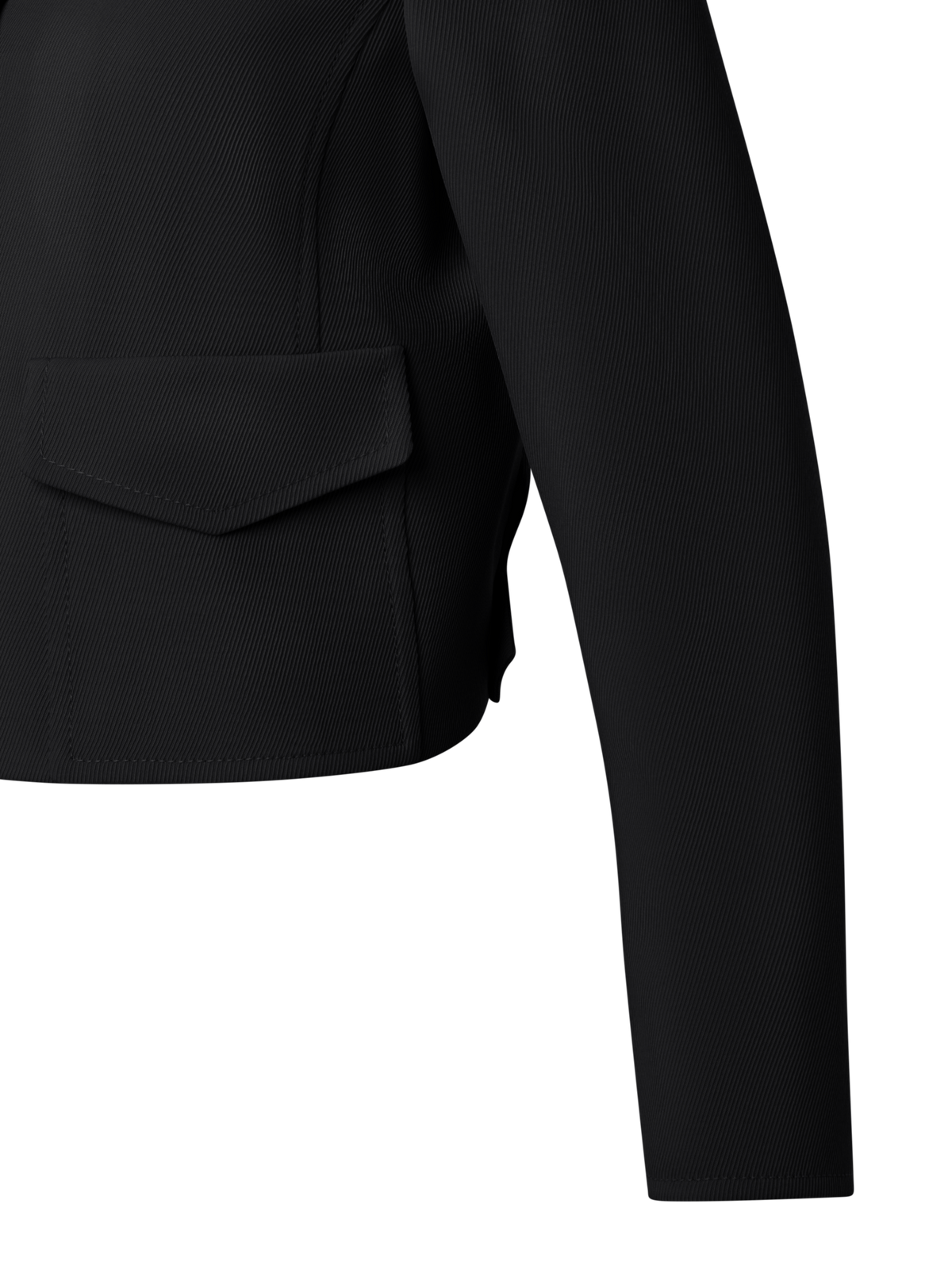 Designer Boxy Lapel Jacket in Wool Tricotine - Schwarz