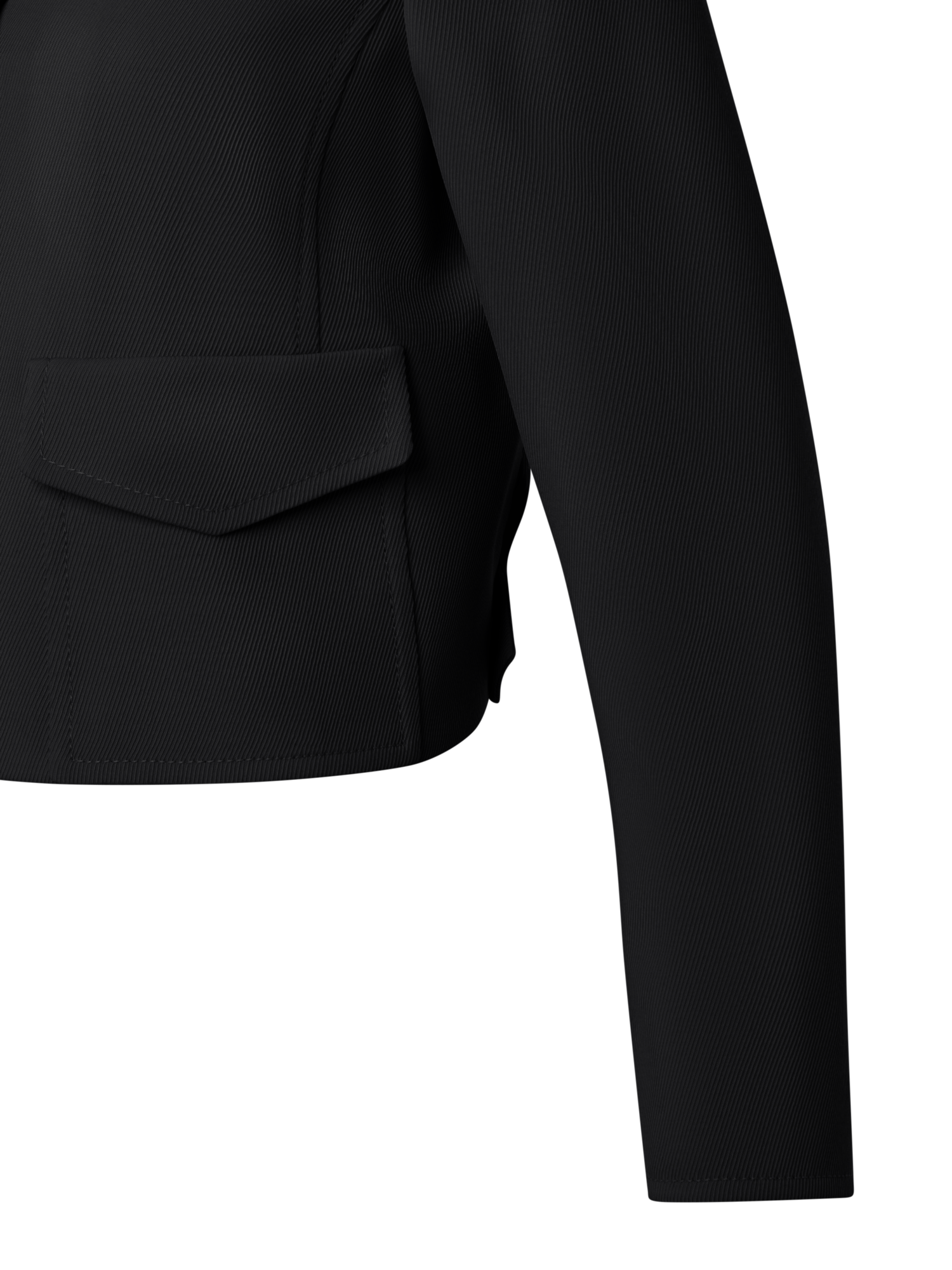 Designer Boxy Lapel Jacket in Wool Tricotine - Schwarz