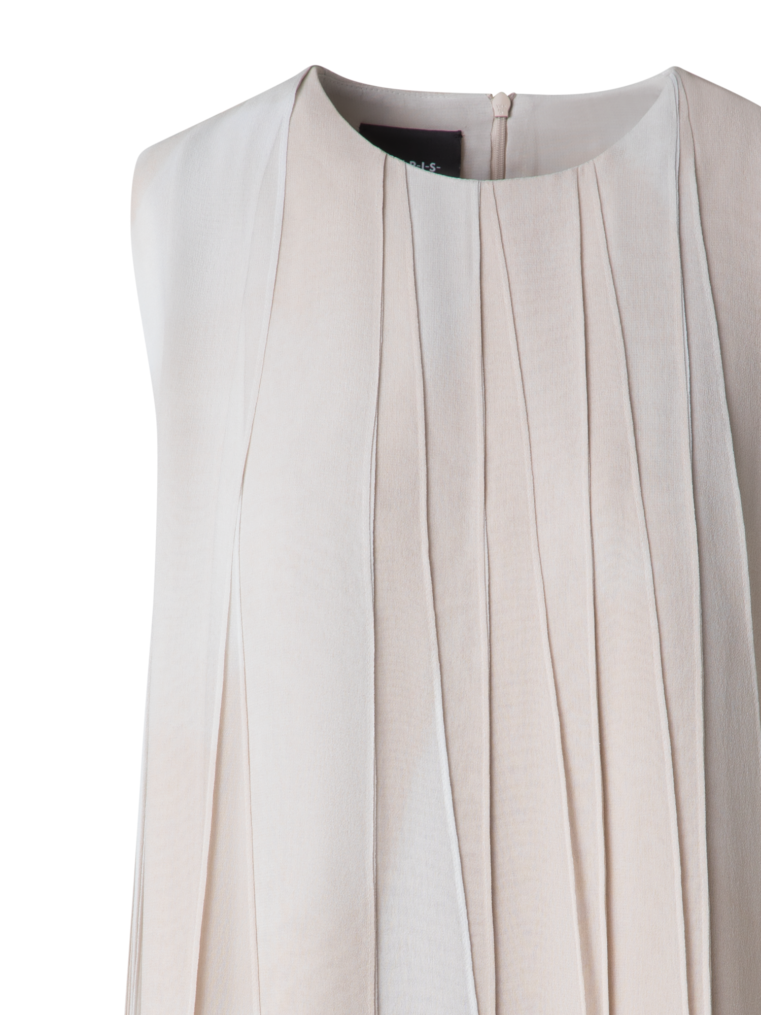 Designer Seidenband-Minikleid mit Chiaroscuro Druck - Beige