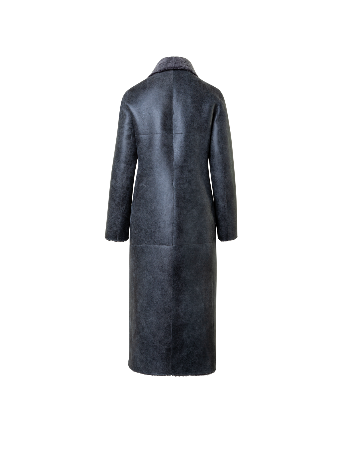 Designer Langer Zweireihiger Mantel aus Shearling - Grau