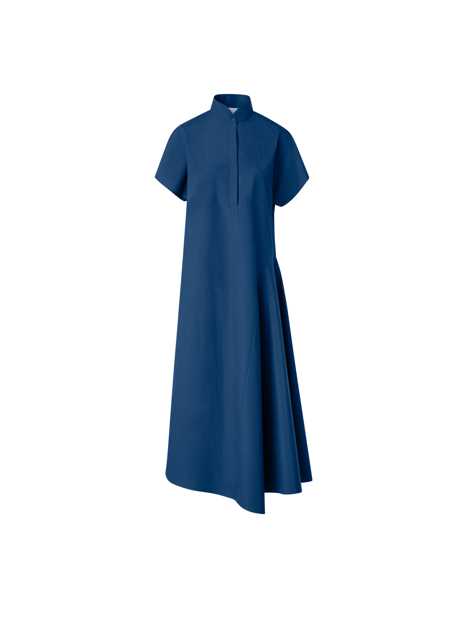 Designer Midi-Blusenkleid mit asymmetrischem Saum - Dunkelblau - Blau