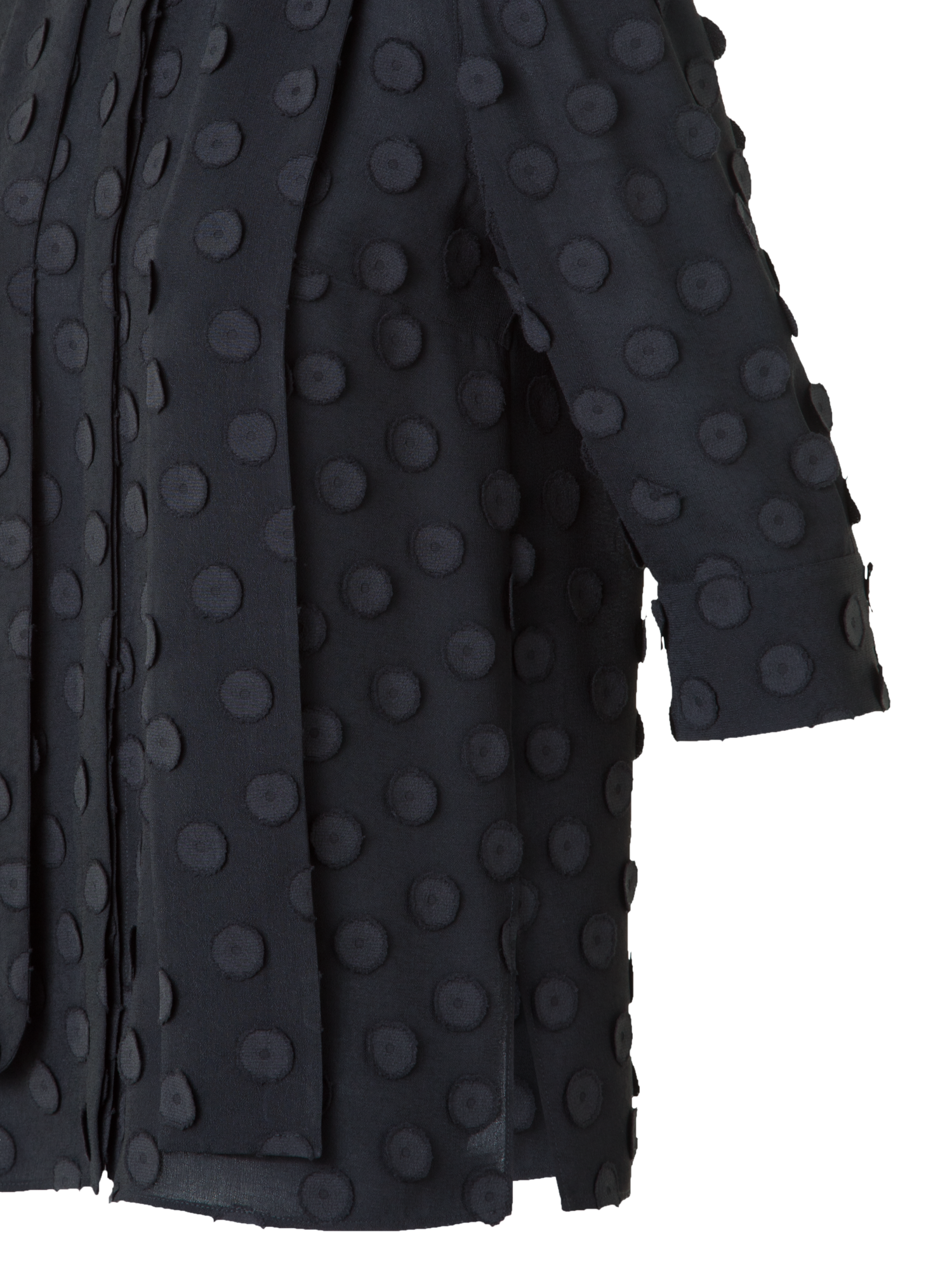 Designer Bluse mit Schleife und 3D Polka Dots - Schwarz