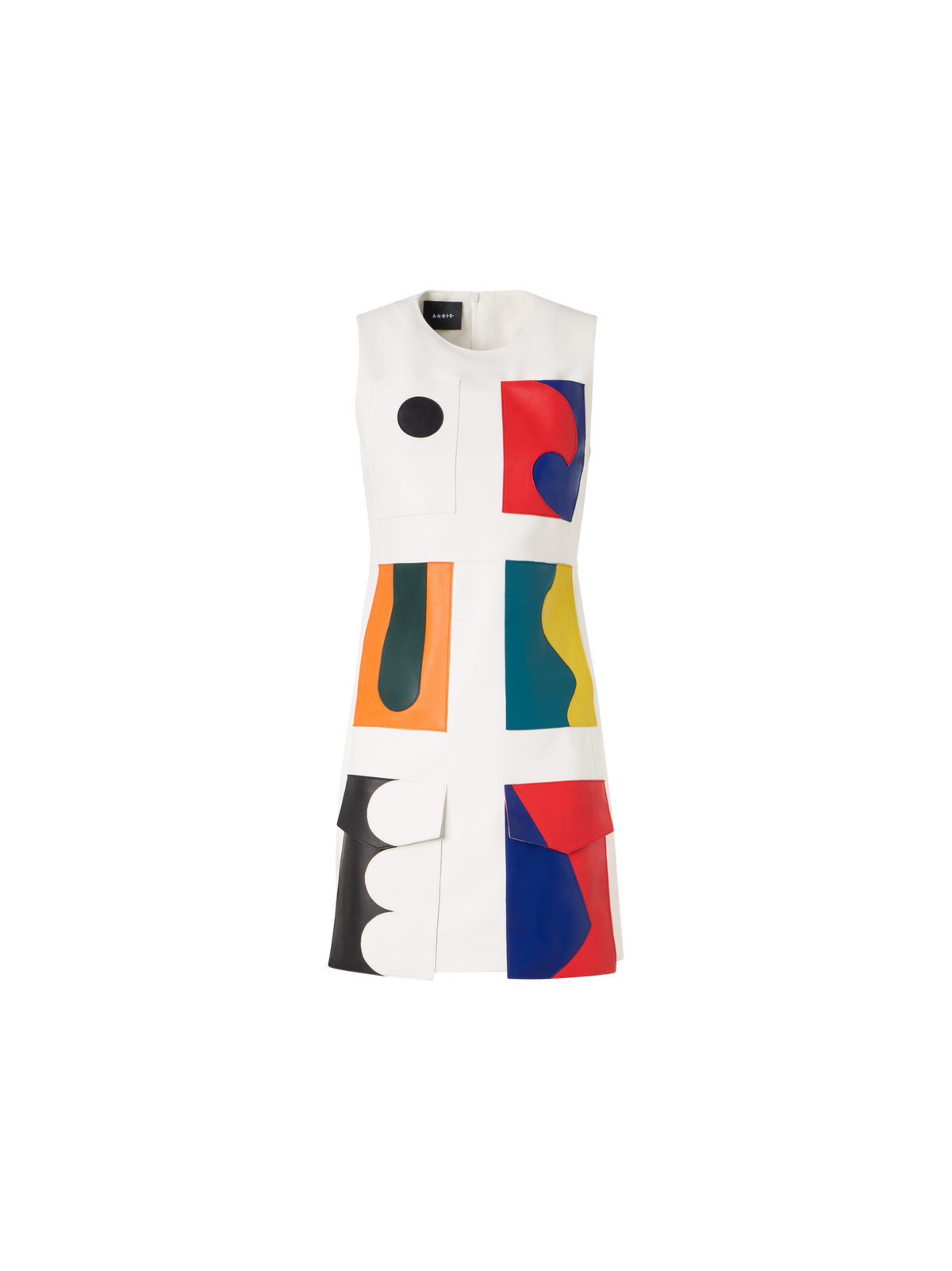 Designer Kurzes Etuikleid mit Paravent-Patchwork - Bunt