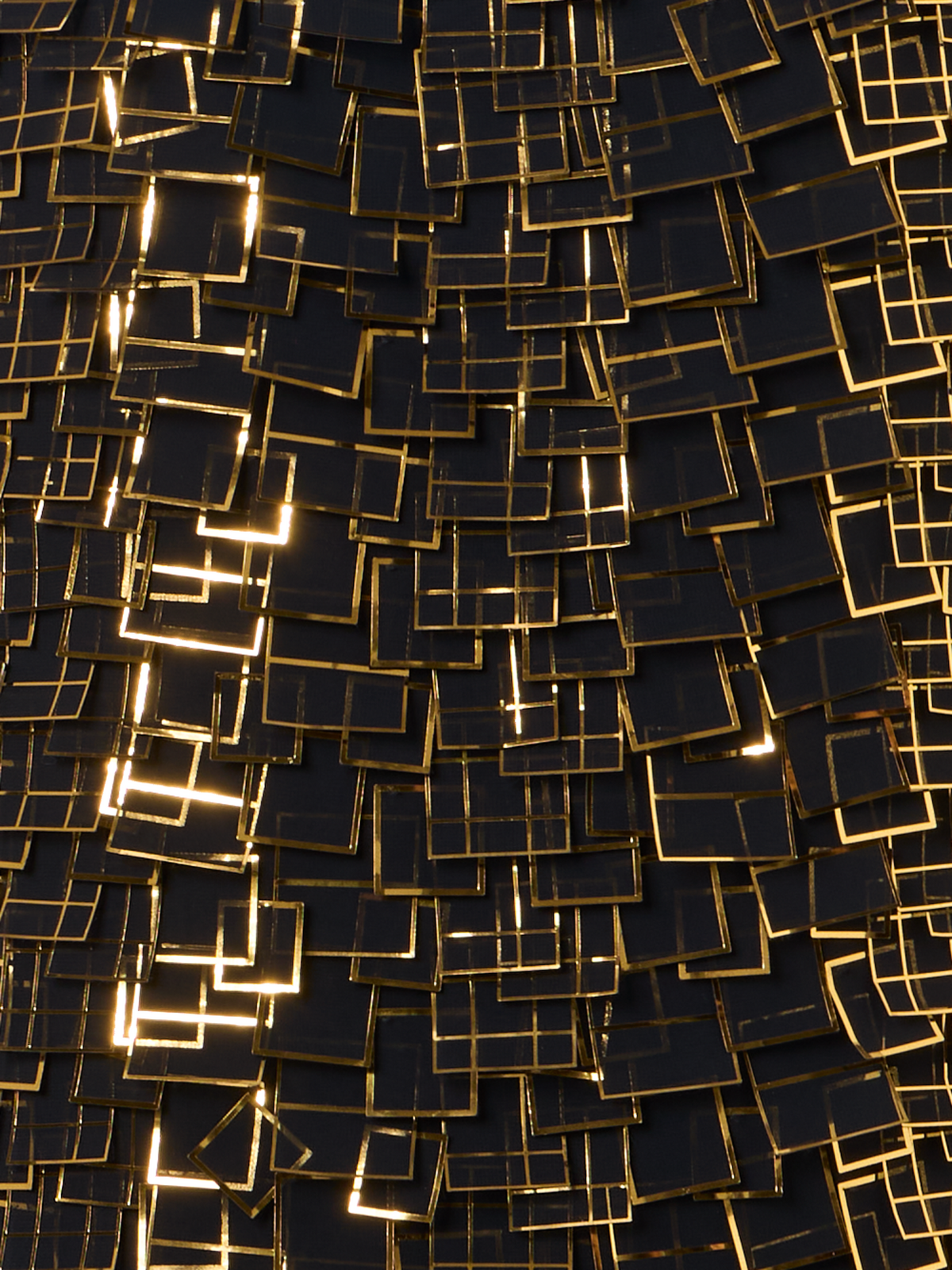 Designer Robe in Golden Frame Organza Tiles - Schwarz - Bunt