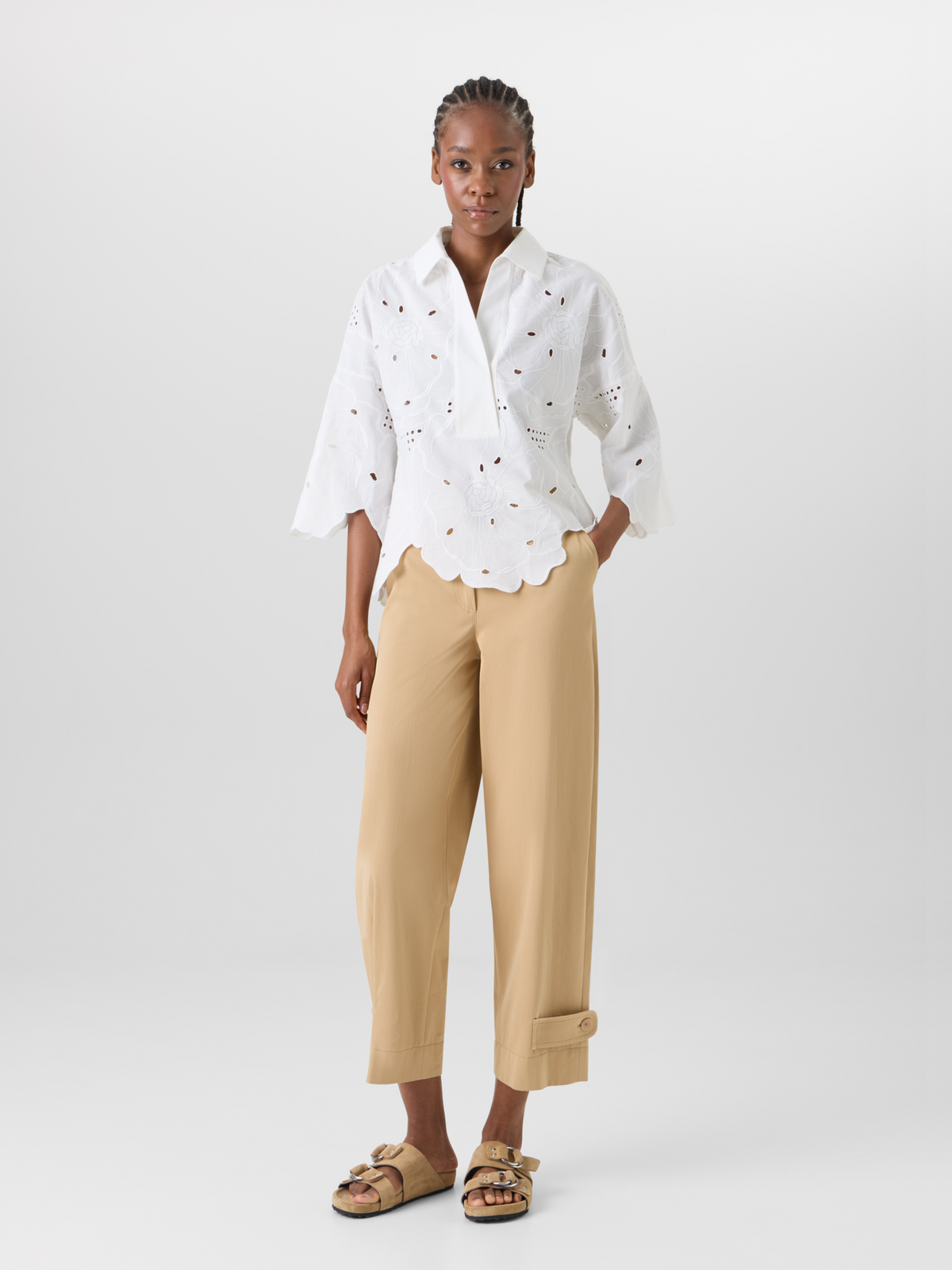 Designer Fraser Hose aus Baumwollgabardine - Beige #editorial