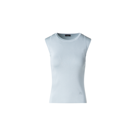 Ärmelloses Strick Oberteil in Seiden-Stretch