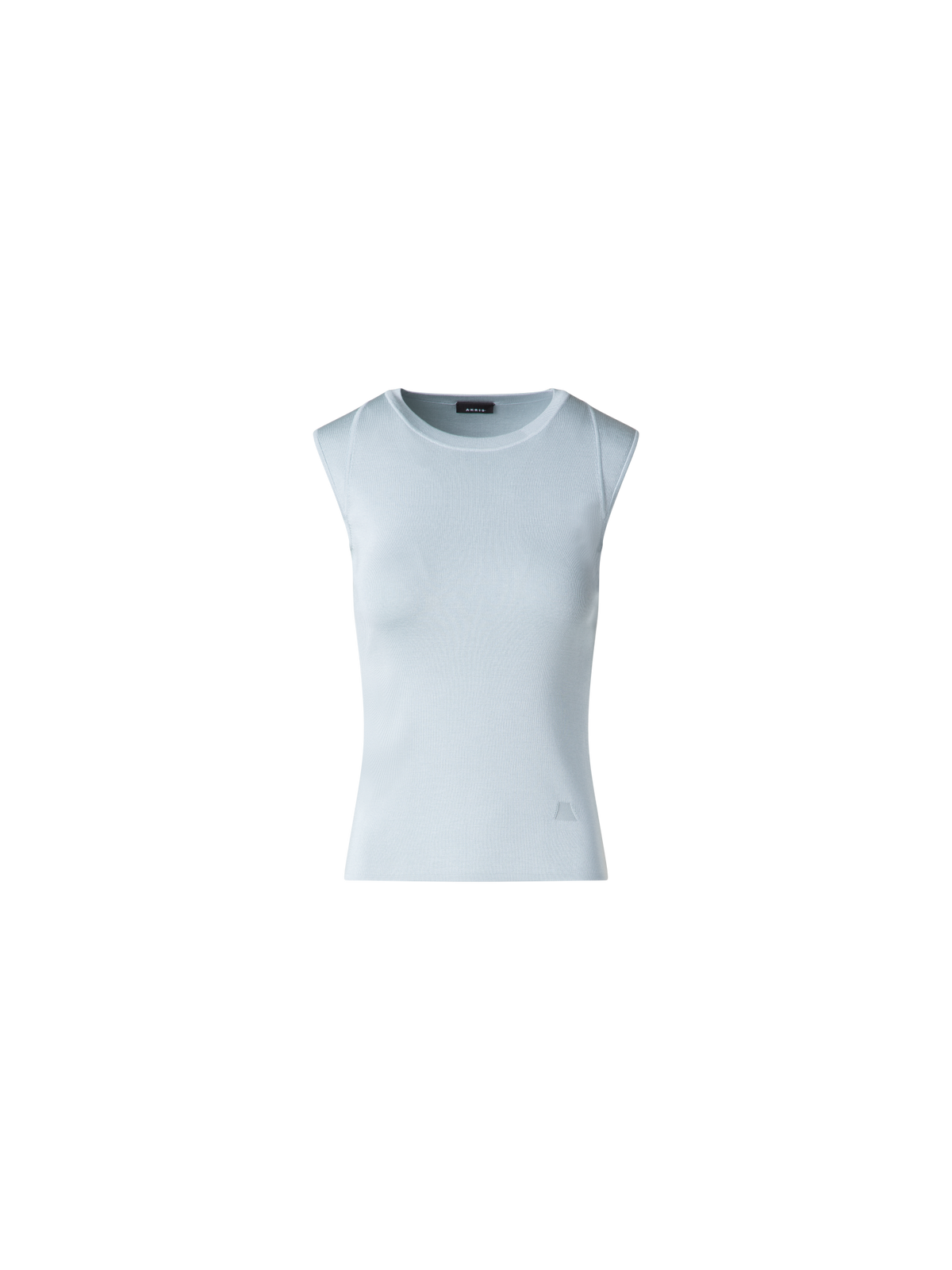 Designer Ärmelloses Strick Oberteil in Seiden-Stretch - Blau