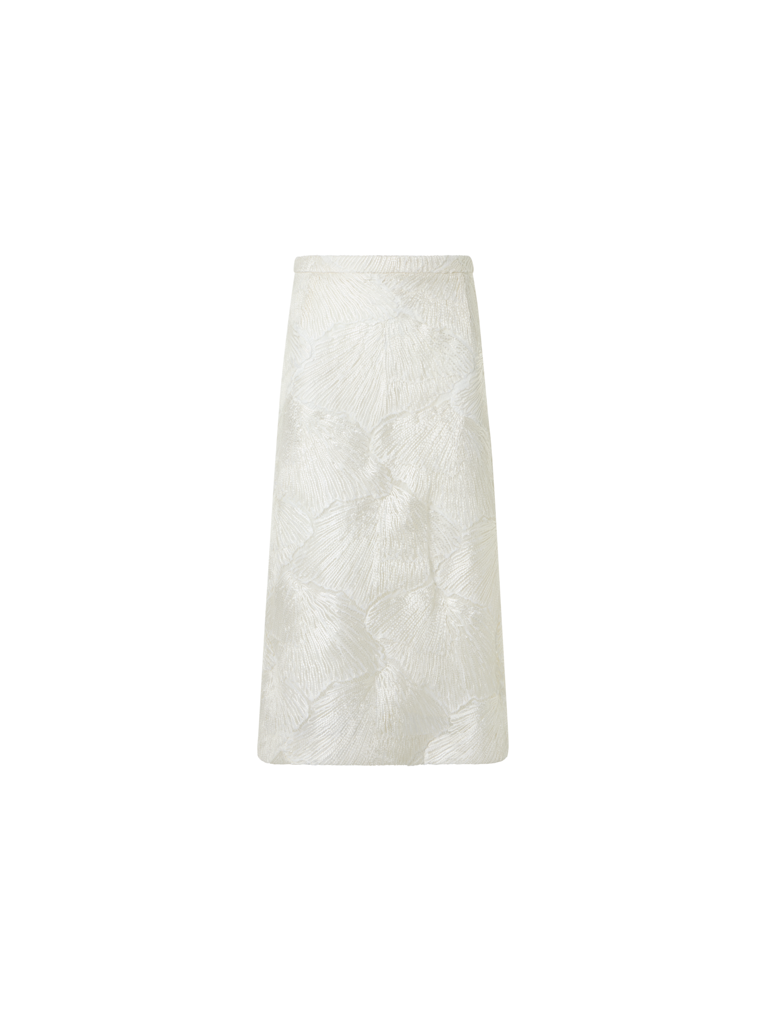 Designer  A-Linien-Rock mit lackierter Meeresfächer-Spitze - Ecru